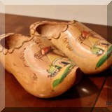 D129. Small pair of decorative wooden shoes.  
